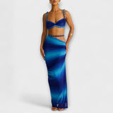 Jane - Stilvolles Gradient Zopf Crop Top & Overskirt Duo