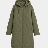 Lorine | Lange gesteppte Jacke mit Kapuze