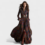 Clara | Maxikleid mit Gürtel und Karomuster