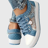 Elsie | Denim-Sneaker mit Spitzenbesatz