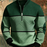 Gaëtan | Herrenpullover mit halbem Reißverschluss und geometrischem Muster