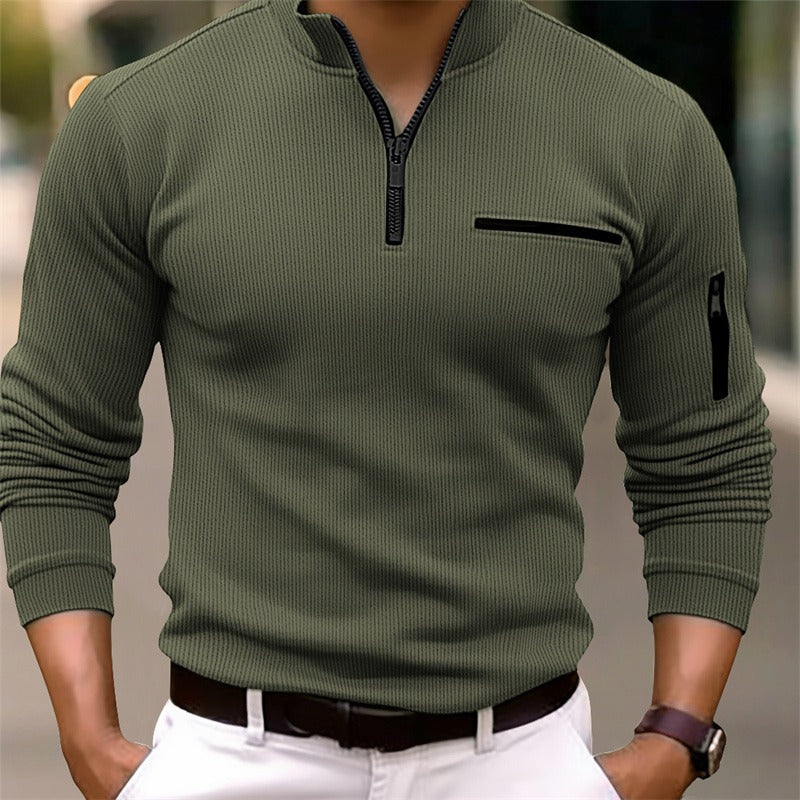 Victor | Stylisches Langarm-Poloshirt mit Reißverschluss