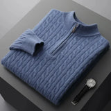 Deneb Kaschmir-Velours-Sweater mit Halbreißverschluss
