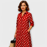 Modernes Hemdblusenkleid mit Kragen und Dreiviertelärmeln