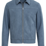 Hellblaue Wildlederjacke für Herren – Elegant und Universell für den Alltag