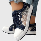 Elsie | Denim-Sneaker mit Spitzenbesatz
