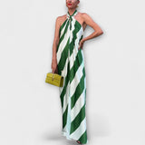 Marlowe - Gestreiftes Halter Maxikleid ohne Rücken