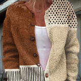 Margery | Farbblock Knopf-Front Cardigan