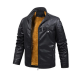 Retro-Padded-Lederjacke mit Fleece-Futter