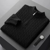 Deneb Kaschmir-Velours-Sweater mit Halbreißverschluss
