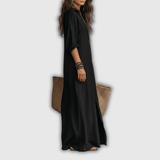 Soline | Entspanntes Leinen-Look Button Maxi Kleid