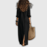 Soline | Entspanntes Leinen-Look Button Maxi Kleid