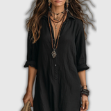 Soline | Entspanntes Leinen-Look Button Maxi Kleid