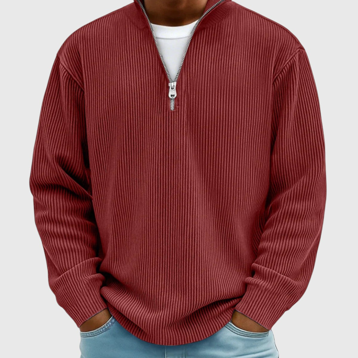 Valentin | Zeitloser Pullover mit halbem Reißverschluss