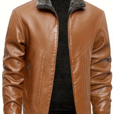 Elegante Lederjacke mit Fleece-Futter