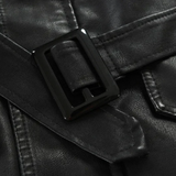 Lange und Elegante Leder-Motorradjacke