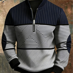 Gaëtan | Herrenpullover mit halbem Reißverschluss und geometrischem Muster
