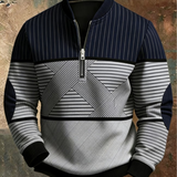 Gaëtan | Herrenpullover mit halbem Reißverschluss und geometrischem Muster