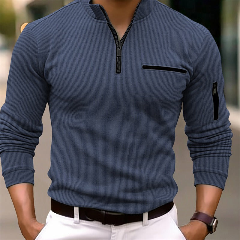 Victor | Stylisches Langarm-Poloshirt mit Reißverschluss