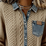 Hemd mit langen Ärmeln und Denim-Details