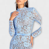 Freya – Elegantes Midi-Kleid aus floralem Spitze