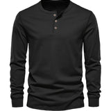 Premium Baumwoll-Henley-Hemd für Herren
