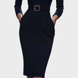 Jana | Elegantes schwarzes Shiftkleid mit Gürtel