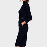 Jana | Elegantes schwarzes Shiftkleid mit Gürtel