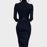 Jana | Elegantes schwarzes Shiftkleid mit Gürtel