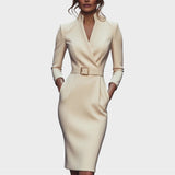 Jana | Elegantes schwarzes Shiftkleid mit Gürtel