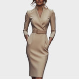 Jana | Elegantes schwarzes Shiftkleid mit Gürtel