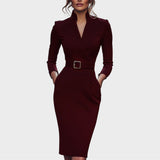 Jana | Elegantes schwarzes Shiftkleid mit Gürtel