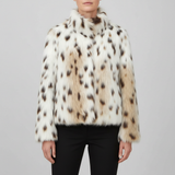 Beverly | Ivory Leopard Kunstfelljacke