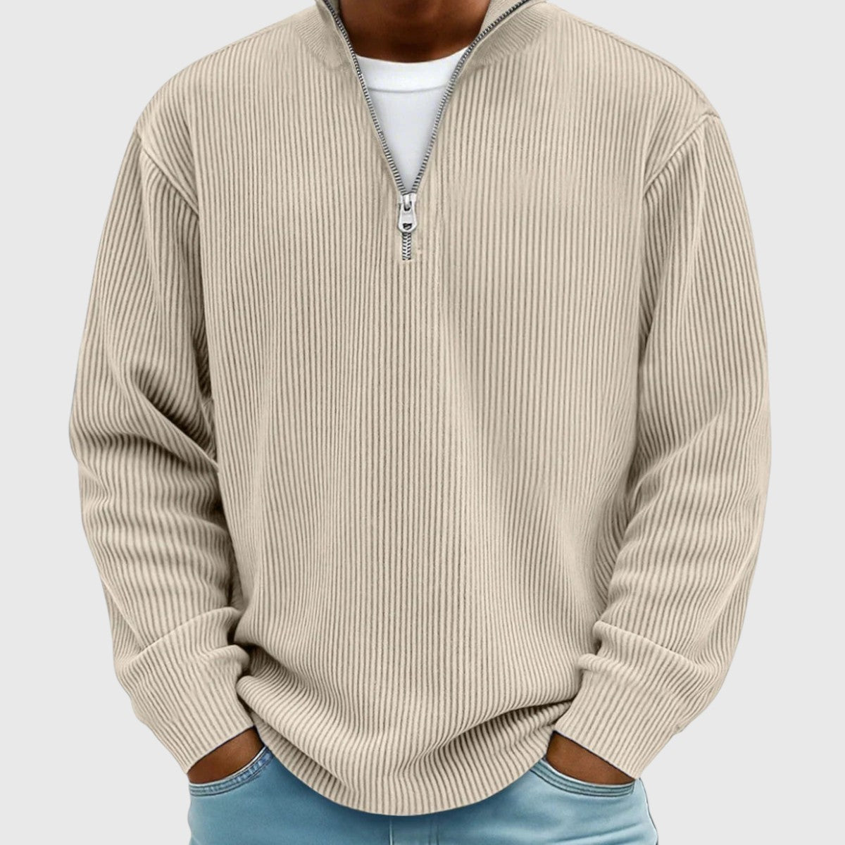Valentin | Zeitloser Pullover mit halbem Reißverschluss