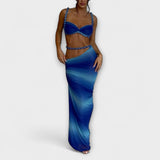 Jane - Stilvolles Gradient Zopf Crop Top & Overskirt Duo
