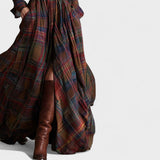 Clara | Maxikleid mit Gürtel und Karomuster