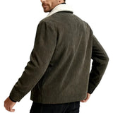 Herrenveloursjacke mit Sherpa-Kragen und Druckknöpfen - Braun