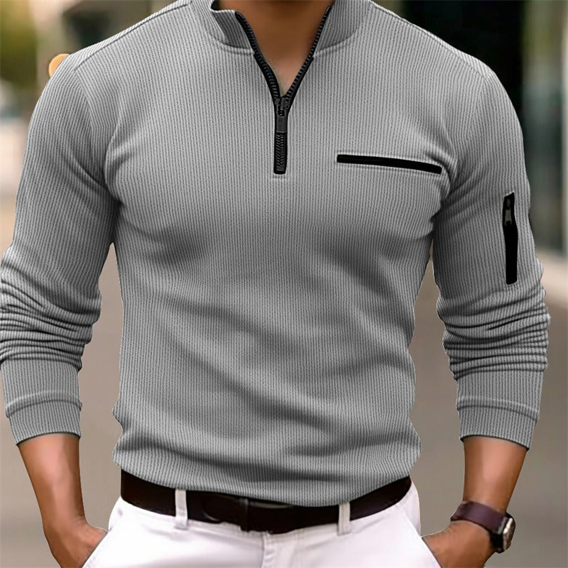 Victor | Stylisches Langarm-Poloshirt mit Reißverschluss