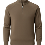 Herren-Sweater mit Halbreißverschluss und Stehkragen – Taupe-Braun