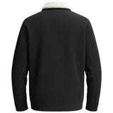 Herrenveloursjacke mit Sherpa-Kragen und Druckknöpfen - Schwarz