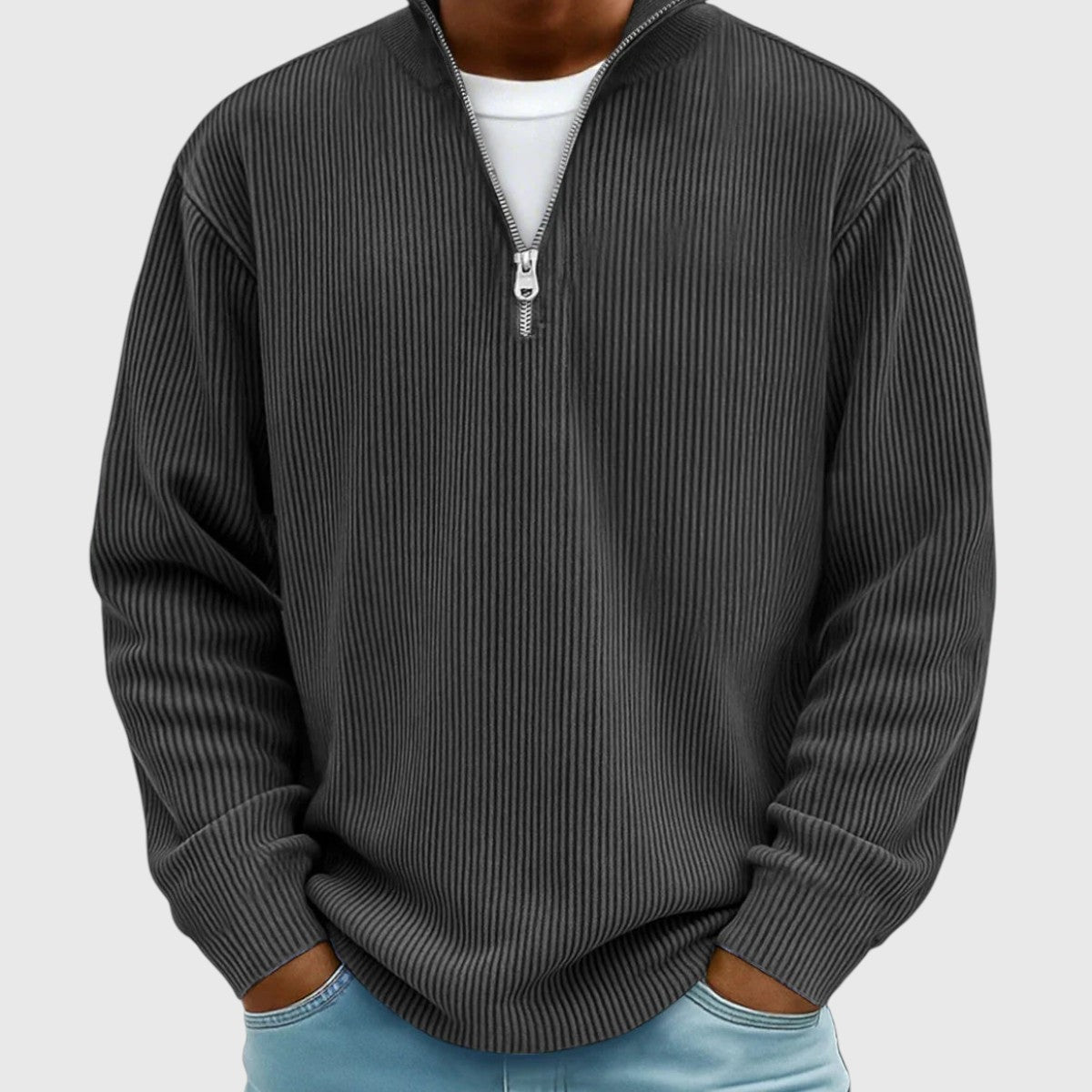 Valentin | Zeitloser Pullover mit halbem Reißverschluss