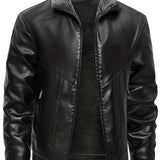 Elegante Lederjacke mit Fleece-Futter