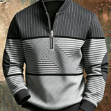 Gaëtan | Herrenpullover mit halbem Reißverschluss und geometrischem Muster