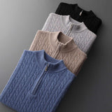 Deneb Kaschmir-Velours-Sweater mit Halbreißverschluss