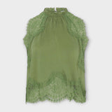 Kaia - Satinbluse mit Spitze und gefaltetem Ausschnitt im Set