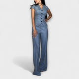 Ivy - Stilvolles V-Ausschnitt-Top und Hosen-Set