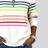 Prismette™ | Bunt Gestreiftes Quarter-Zip Sweatshirt