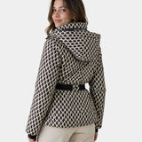 Élodiane | Beigefarbene Steppjacke mit Muster und Gürtel