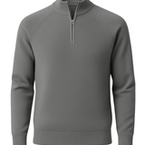 Herren-Sweater mit Halbreißverschluss und Stehkragen – Grau