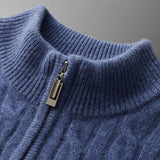 Deneb Kaschmir-Velours-Sweater mit Halbreißverschluss